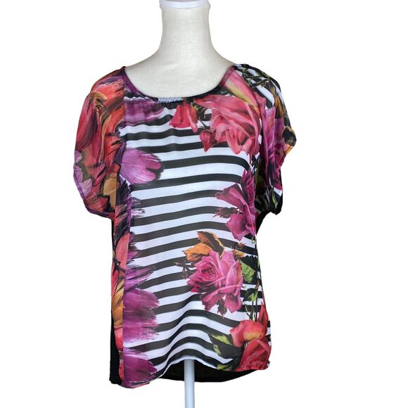 Mod Lusive Sheer Floral Tee Size M - Picture 1 of 6